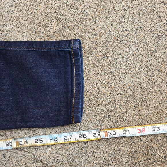 Vtg Y2k DU/ER L2X Slim Fit Leather Patch Dark Wash Denim Jeans Tagged 32 x 30 - Picture 7 of 7